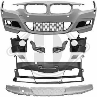 DIEDERICHS HD Tuning 1217350 Bumper voor BMW 3-serie  Voor, voor voertuigen met rij-assistent, voor voertuigen met park distance control, voor voertuigen met koplampenreiniging, Met grondlaag, Tuning sport bumper, met sensorhouder