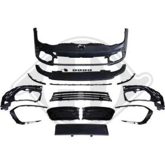 Bumper voor VW GOLF 8 Voor, voor voertuigen met park distance control, voor voertuigen zonder park distance control, voor voertuigen zonder koplampenreiniging, voor voertuigen zonder sportset, voor voertuigen met sportset, Glad, Met grondlaag, Tuning spor