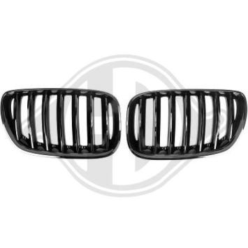 Grill Nierenset voor BMW X5 (E53) Zwart Glanzend 1290541 2003-2007