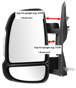 Buitenspiegel Fiat, Peugeot, Citroen, Links Manueel 16W (2006-heden)  KORTE ARM